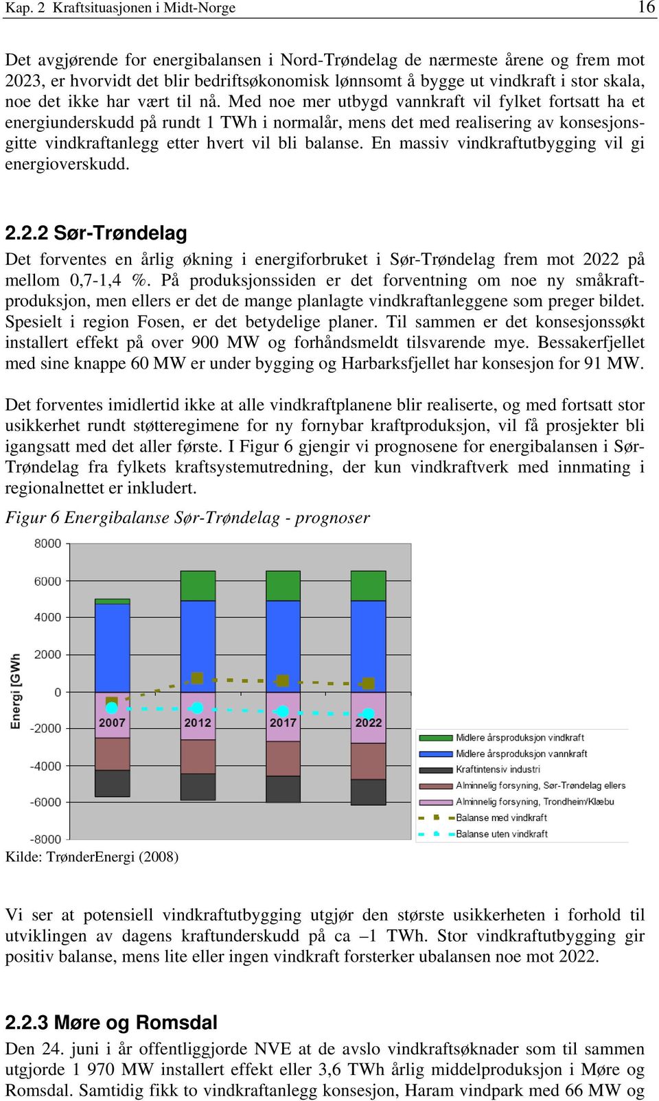 Med noe mer utbygd vannkraft vil fylket fortsatt ha et energiunderskudd på rundt 1 TWh i normalår, mens det med realisering av konsesjonsgitte vindkraftanlegg etter hvert vil bli balanse.