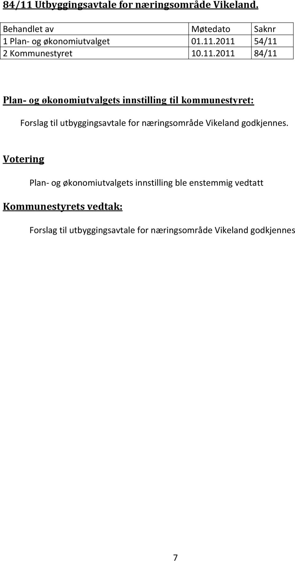utbyggingsavtale for næringsområde Vikeland godkjennes.