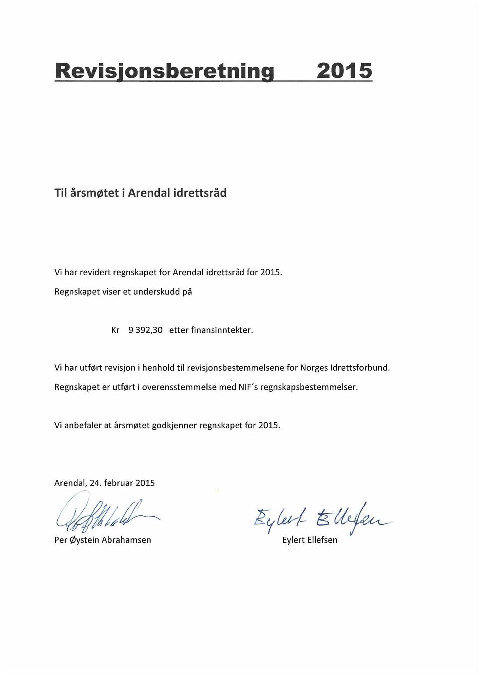 Vi har utført revisjon i henhold til revisjonsbestemmelsene for Norges Idrettsforbund.