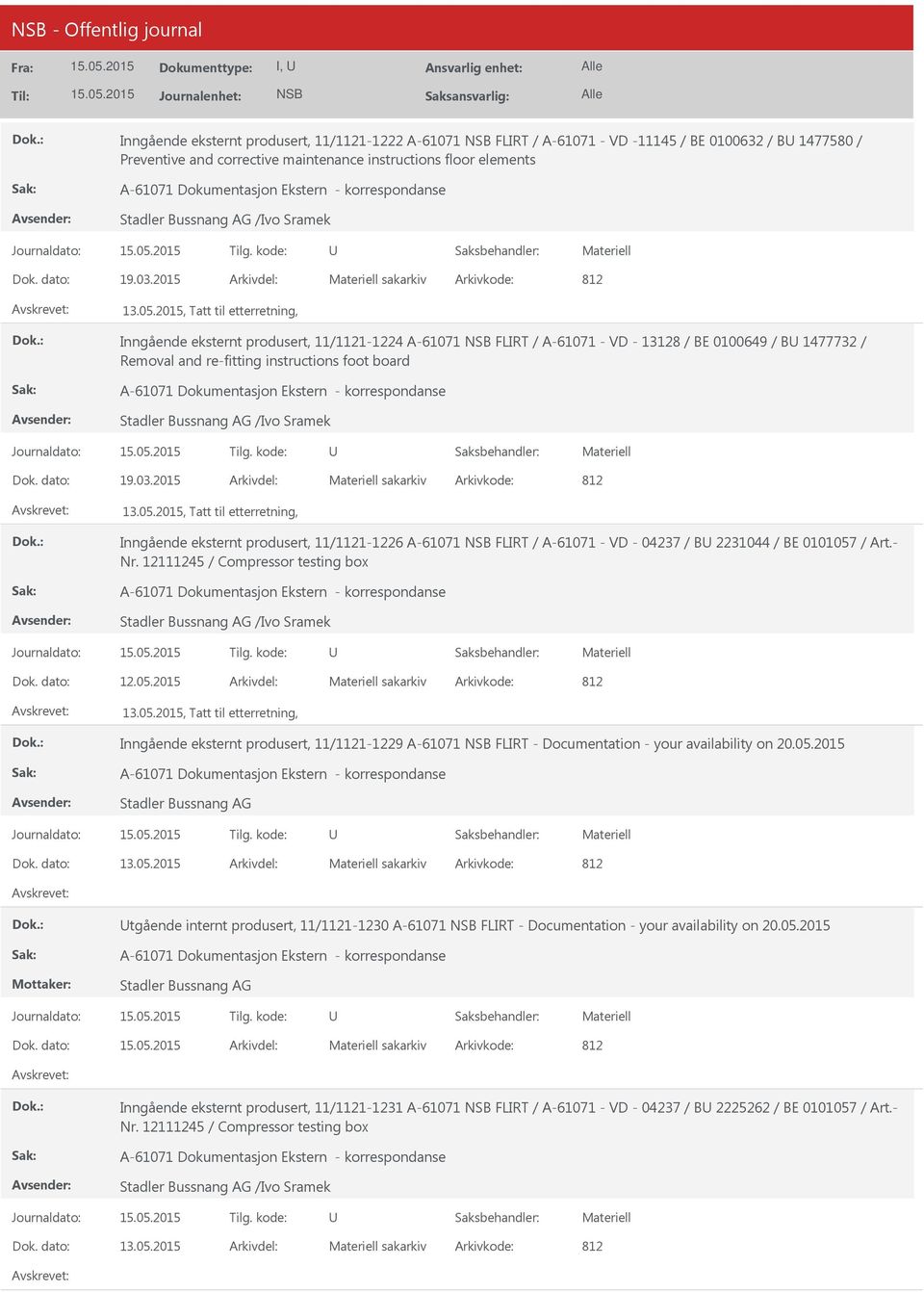 dato: 19.03.2015 Arkivdel: sakarkiv Arkivkode: 812 Inngående eksternt produsert, 11/1121-1226 A-61071 FLIRT / A-61071 - VD - 04237 / B 2231044 / BE 0101057 / Art.- Nr.