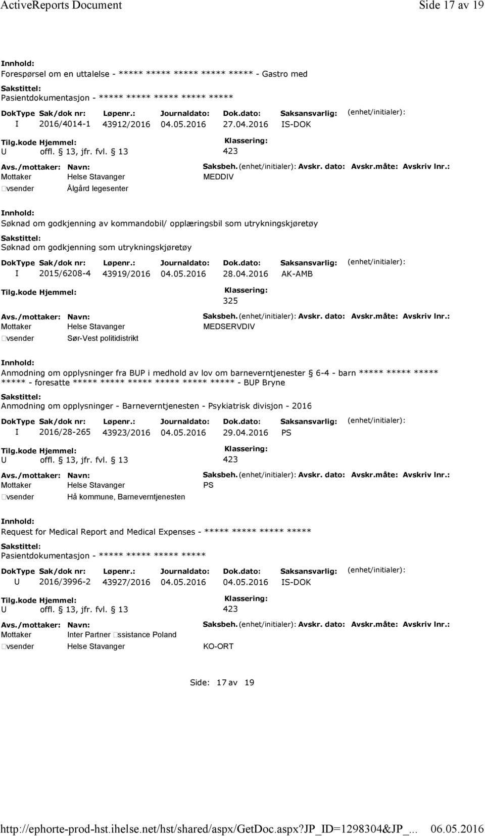 2016 AK-AMB 325 Sør-Vest politidistrikt Saksbeh. Avskr. dato: Avskr.måte: Avskriv lnr.