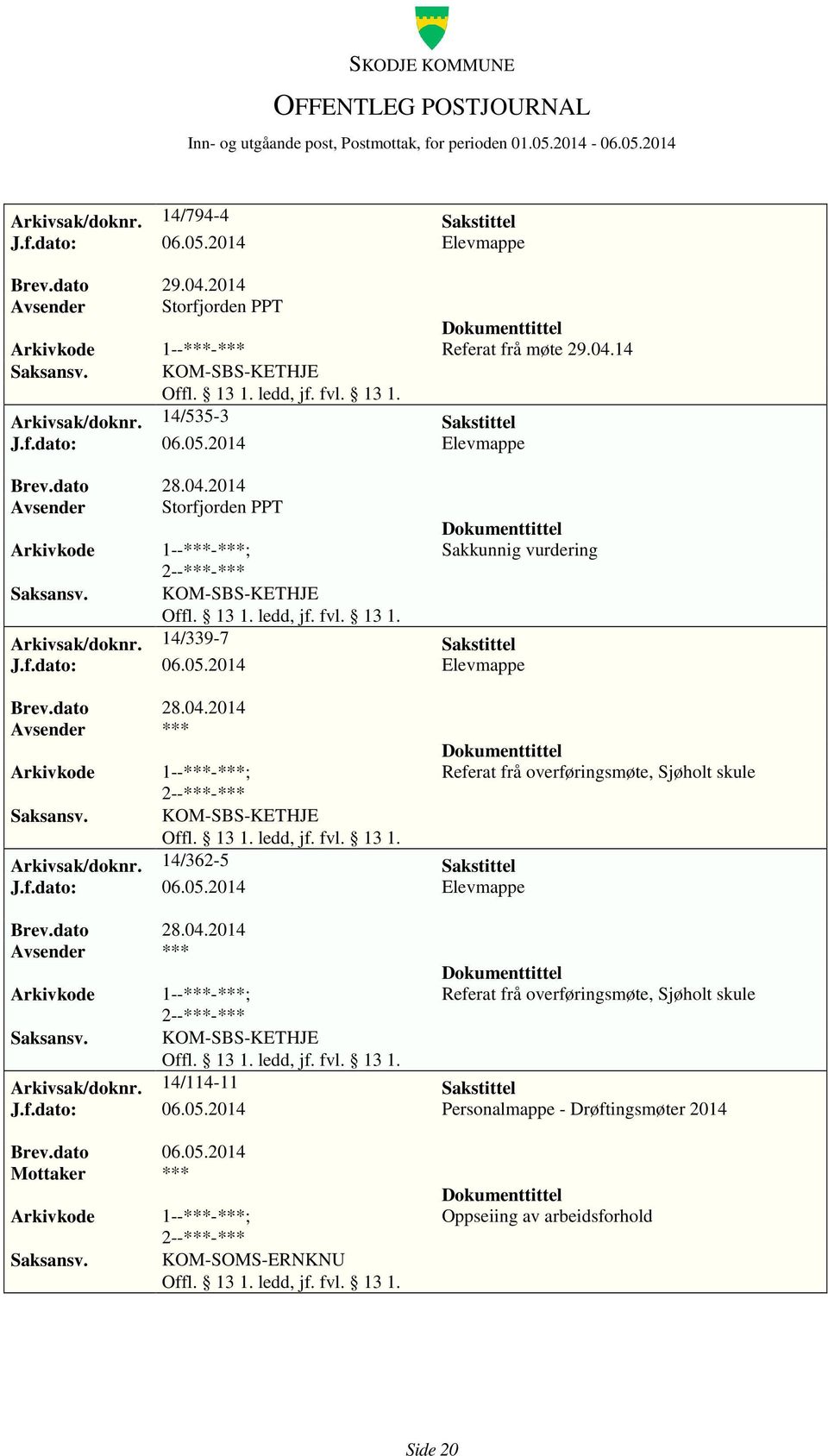 14/362-5 Sakstittel J.f.dato: 06.05.2014 Elevmappe Brev.dato 28.04.