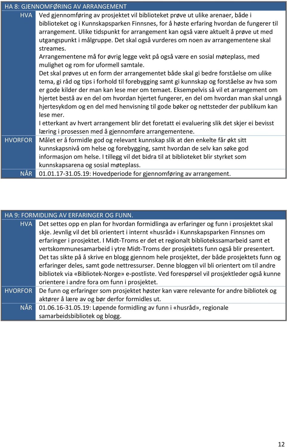 Arrangementene må for øvrig legge vekt på også være en sosial møteplass, med mulighet og rom for uformell samtale.