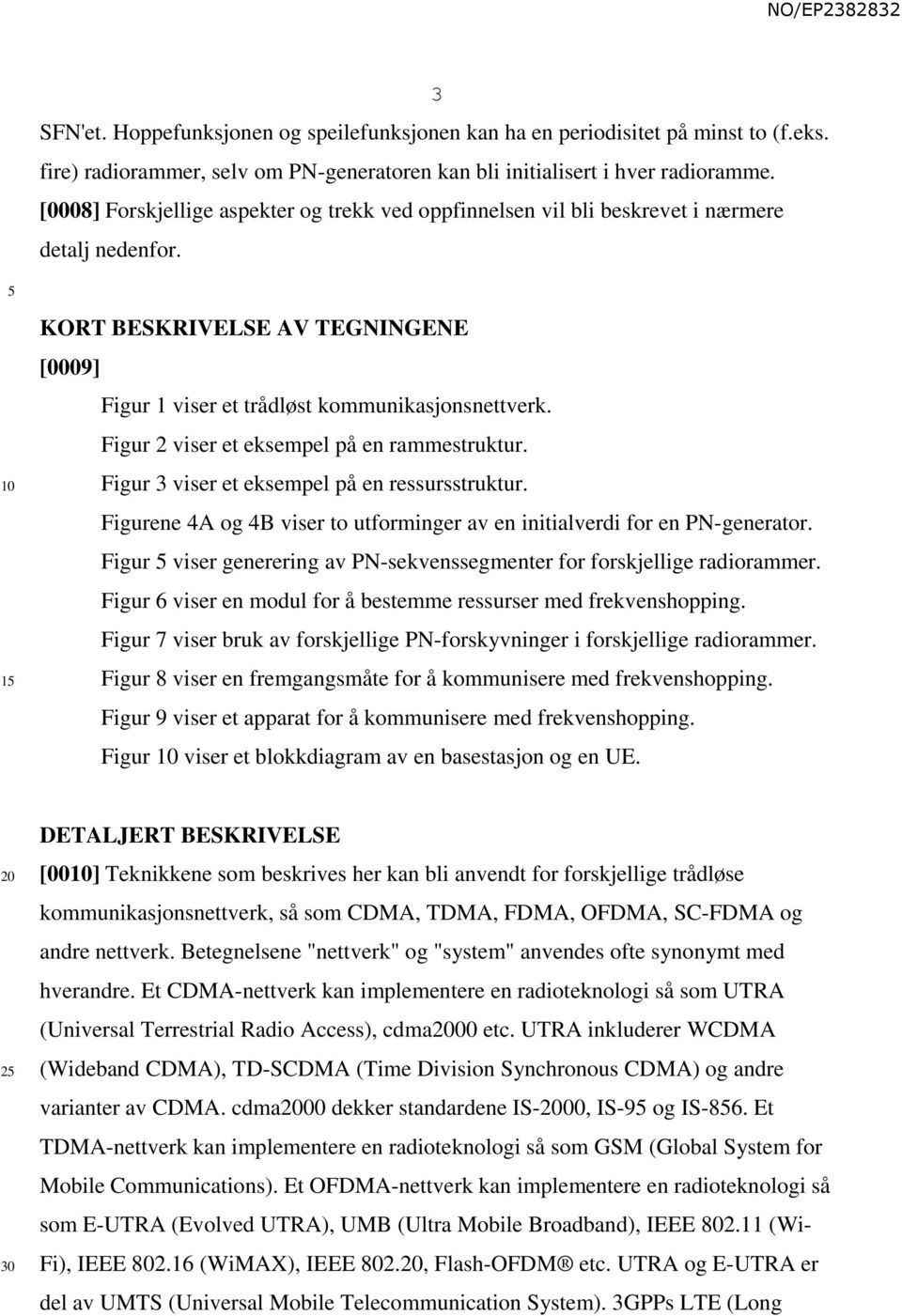 Figur 2 viser et eksempel på en rammestruktur. Figur 3 viser et eksempel på en ressursstruktur. Figurene 4A og 4B viser to utforminger av en initialverdi for en PN-generator.