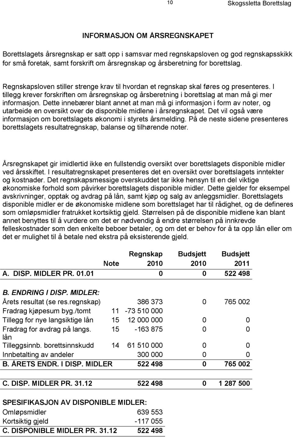 Dette innebærer blant annet at man må gi informasjon i form av noter, og utarbeide en oversikt over de disponible midlene i årsregnskapet.