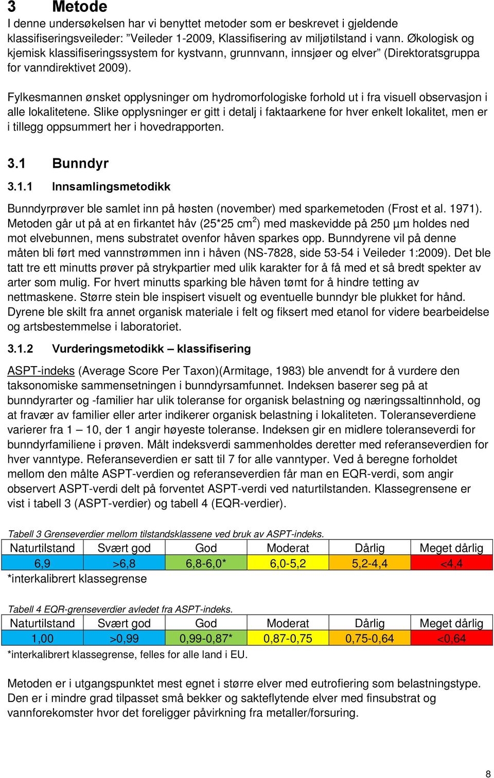 Fylkesmannen ønsket opplysninger om hydromorfologiske forhold ut i fra visuell observasjon i alle lokalitetene.