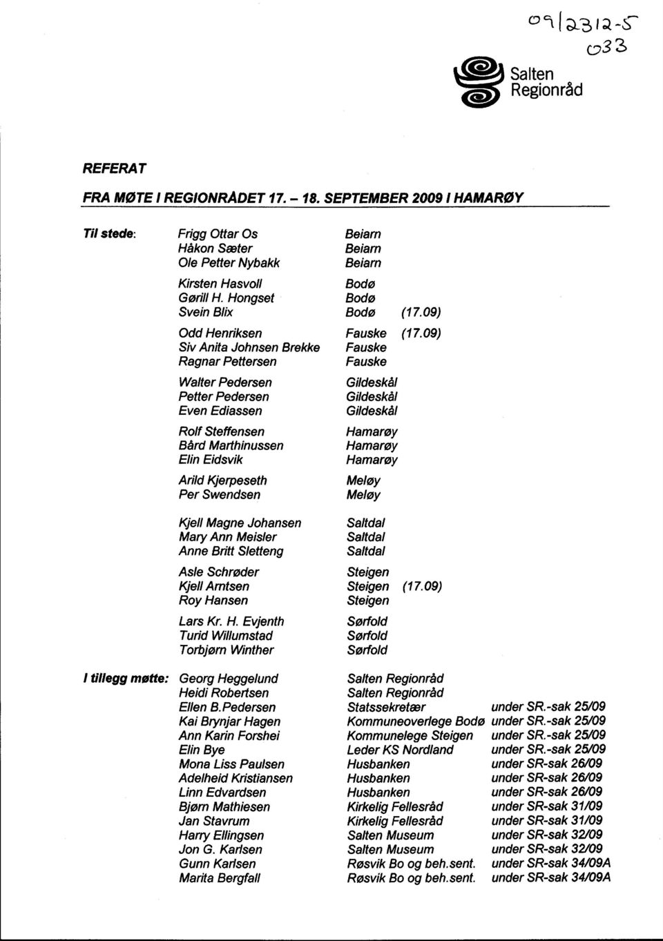 09) Siv Anita Johnsen Brekke Fauske Ragnar Pettersen Fauske Walter Pedersen Petter Pedersen Even Ediassen Rolf Steffensen Bård Marthinussen Elin Eidsvik Arild Kjerpeseth Per Swendsen Gildeskål