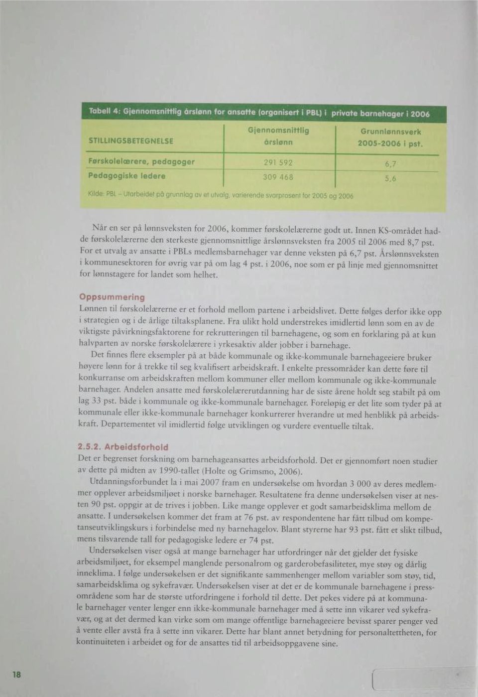 kommer førskolelærerne godt ut. Innen KS-området had de førskolelærerne den sterkeste gjennomsnittlige årslønnsveksten fra 2005 til 2006 med 8,7 pst.