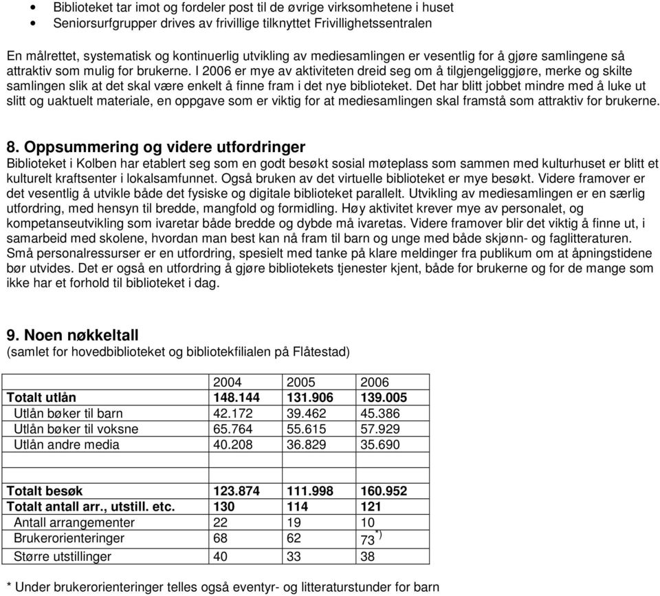 I 2006 er mye av aktiviteten dreid seg om å tilgjengeliggjøre, merke og skilte samlingen slik at det skal være enkelt å finne fram i det nye biblioteket.