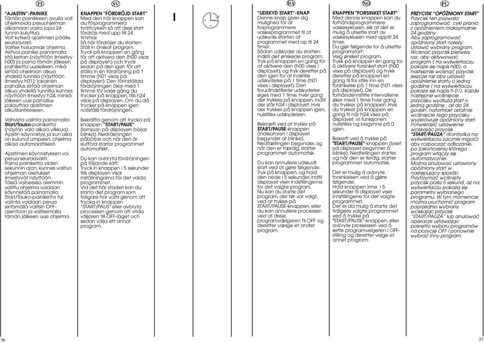 siirtää ohjelman alkua yhdellä tunnilla, kunnes näyttöön ilmestyy h24, minkä jälkeen uusi painallus palauttaa ajastimen alkutilanteeseen.