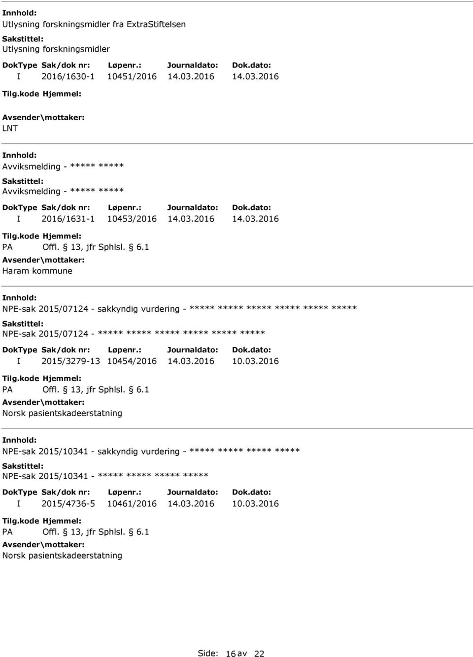 vurdering - NE-sak 2015/07124-2015/3279-13 10454/2016 10.03.