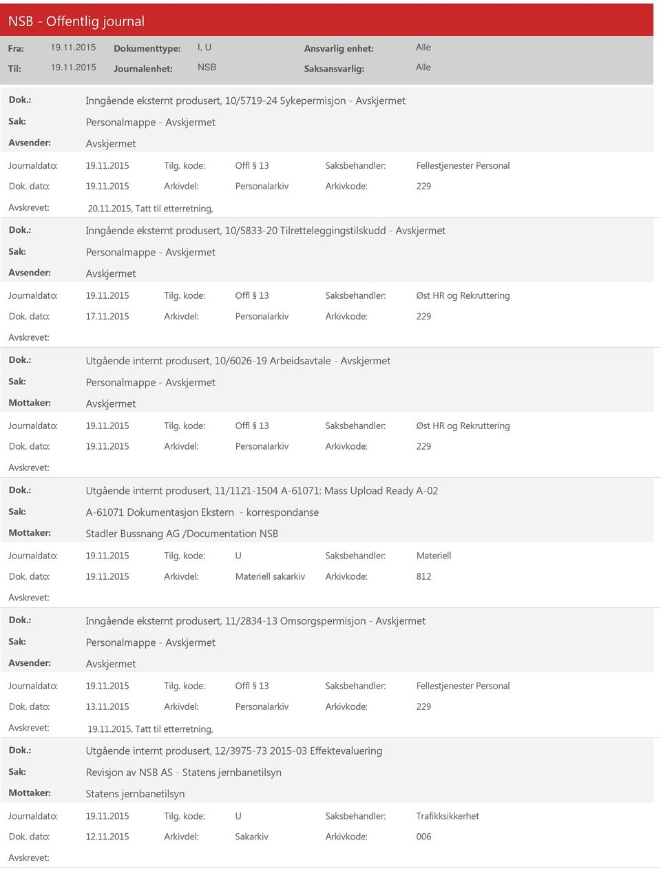 2015 Arkivdel: Personalarkiv Arkivkode: 229 tgående internt produsert, 10/6026-19 Arbeidsavtale - Personalmappe - Dok.