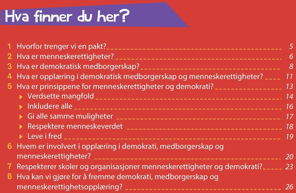 Verdsette mangfold Inkludere alle Gi alle samme muligheter Respektere menneskeverdet Leve i fred Hvem er involvert i opplæring i demokrati, medborgerskap og