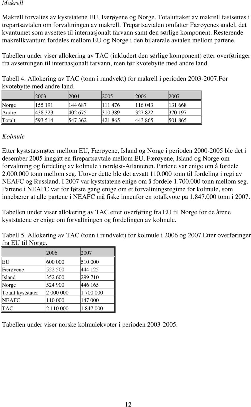 Resterende makrellkvantum fordeles mellom EU og Norge i den bilaterale avtalen mellom partene.