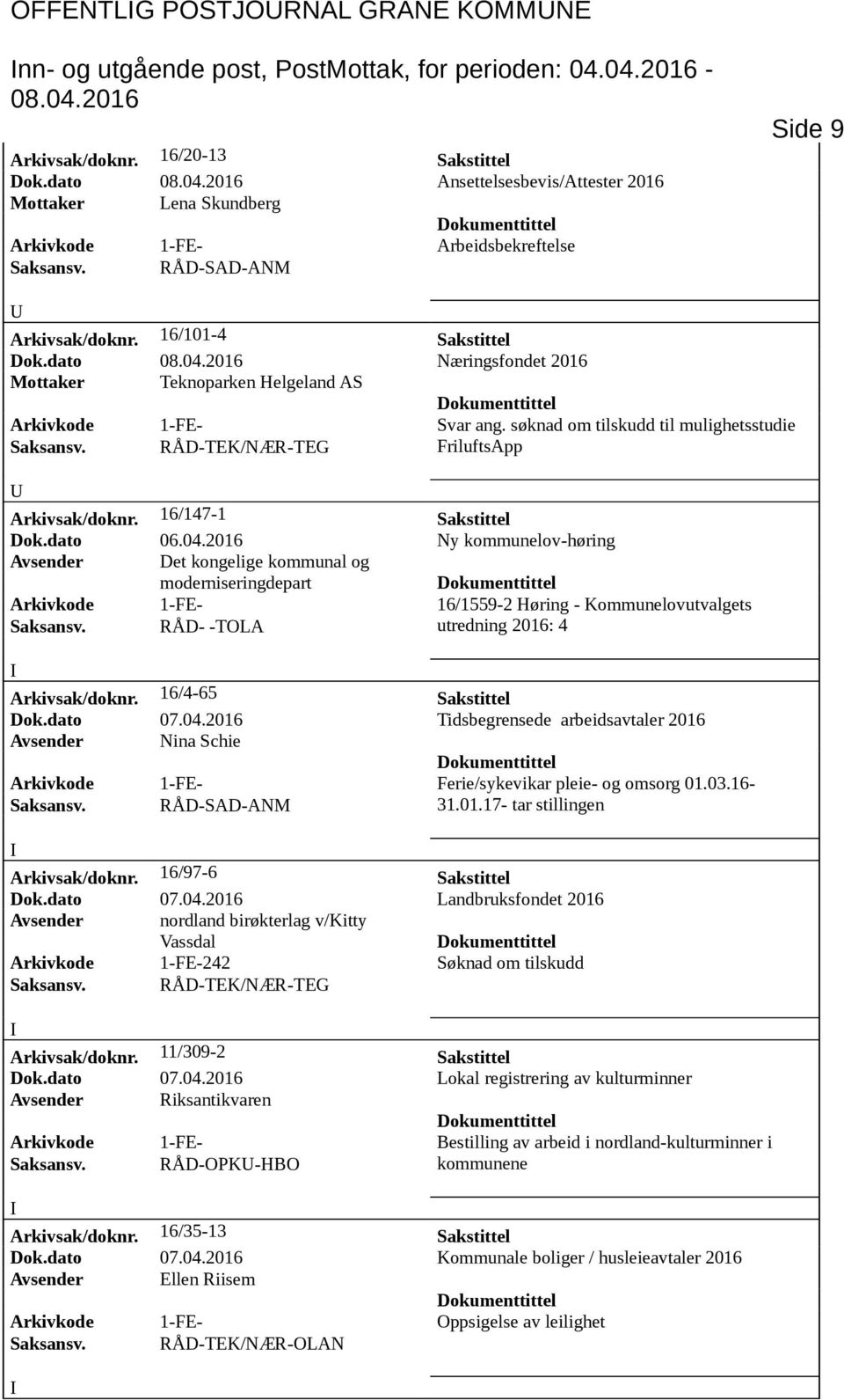 dato Næringsfondet 2016 Mottaker Teknoparken Helgeland AS Arkivkode 1-FE- Svar ang. søknad om tilskudd til mulighetsstudie FriluftsApp Arkivsak/doknr. 16/147-1 Sakstittel Dok.dato 06.04.