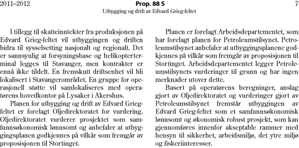 En gruppe for operasjonell støtte vil samlokaliseres med operatørens hovedkontor på Lysaker i Akershus. Planen for utbygging og drift av Edvard Griegfeltet er forelagt Oljedirektoratet for vurdering.