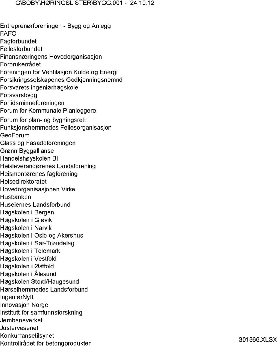 og Fasadeforeningen Grønn Byggallianse Handelshøyskolen BI Heisleverandørenes Landsforening Heismontørenes fagforening Helsedirektoratet Hovedorganisasjonen Virke Husbanken Huseiernes Landsforbund