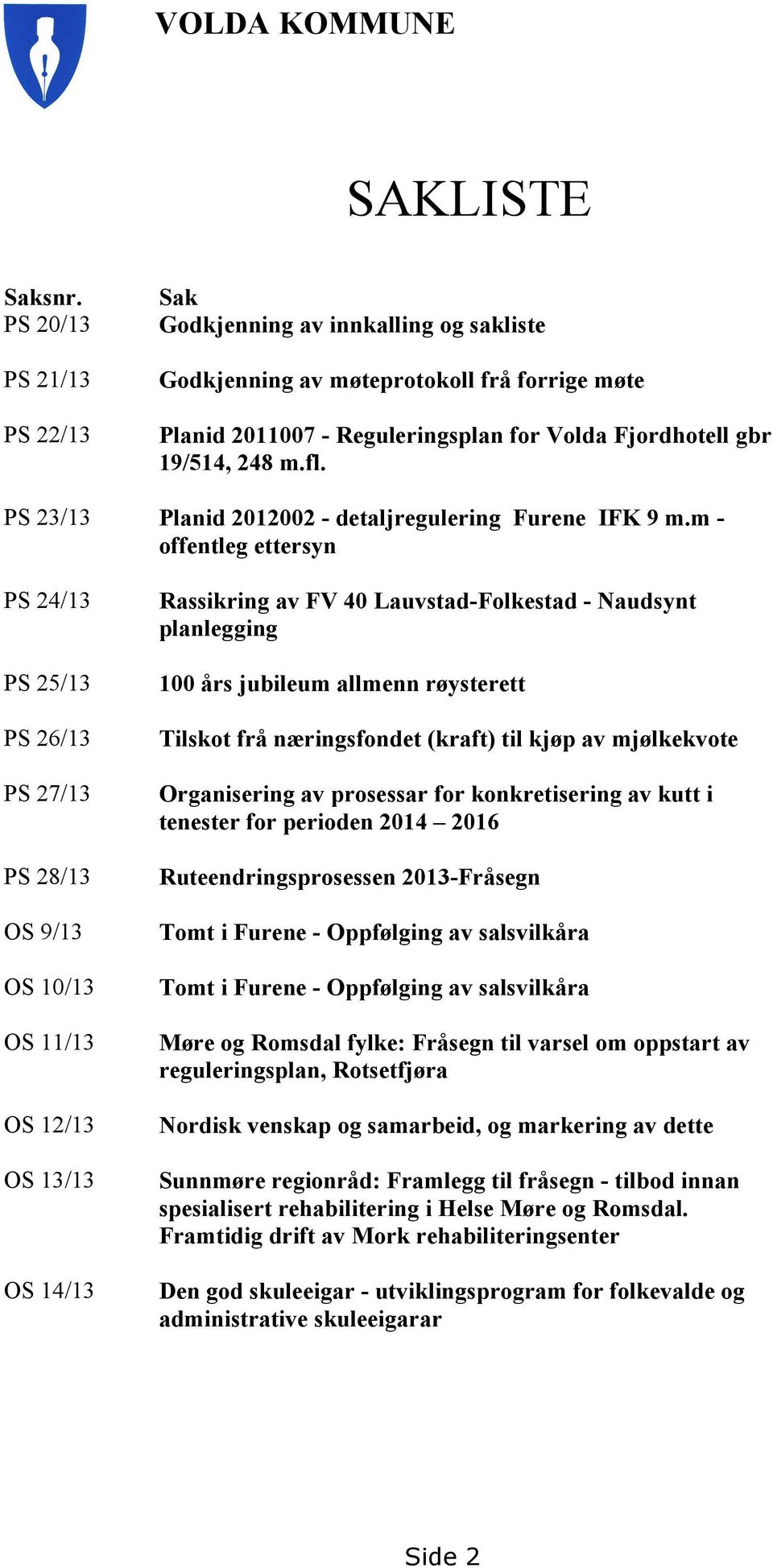 PS 23/13 Planid 2012002 - detaljregulering Furene IFK 9 m.