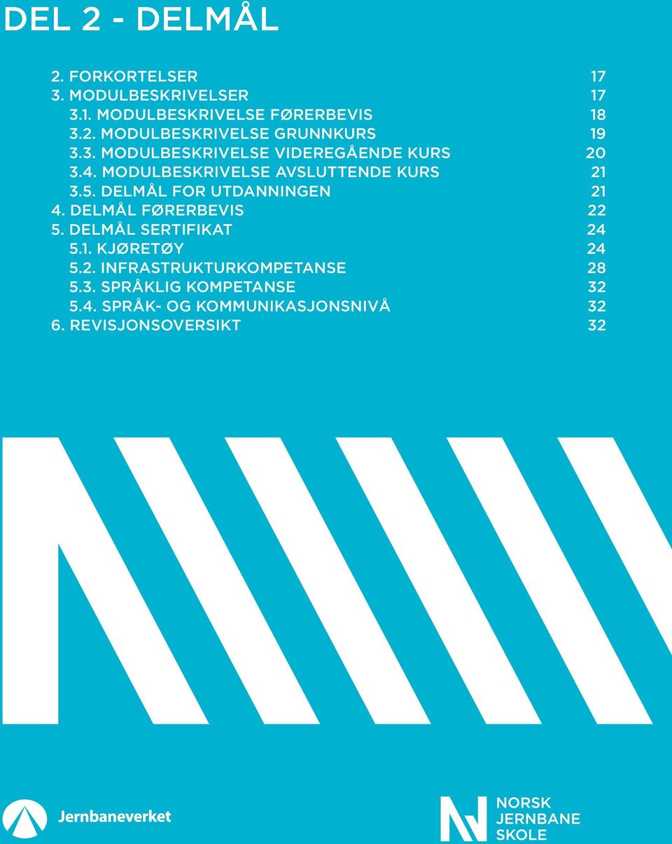 DELMÅL FOR UTDANNINGEN 21 4. DELMÅL FØRERBEVIS 22 5. DELMÅL SERTIFIKAT 24 5.1. KJØRETØY 24 5.2. INFRASTRUKTURKOMPETANSE 28 5.
