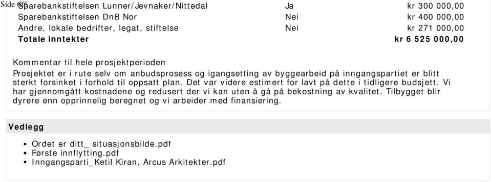 forhold til oppsatt plan. Det var videre estimert for lavt på dette i tidligere budsjett. Vi har gjennomgått kostnadene og redusert der vi kan uten å gå på bekostning av kvalitet.