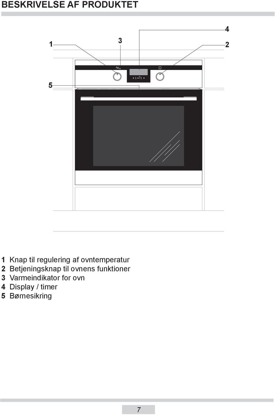 Betjeningsknap til ovnens funktioner