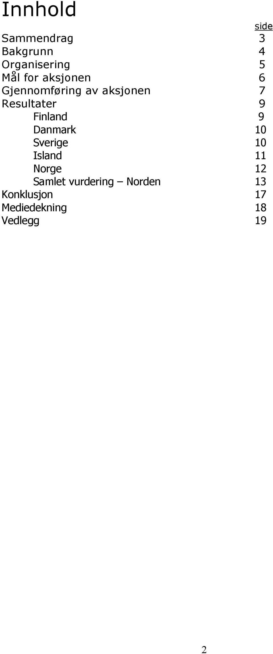 Finland 9 Danmark 10 Sverige 10 Island 11 Norge 12 Samlet