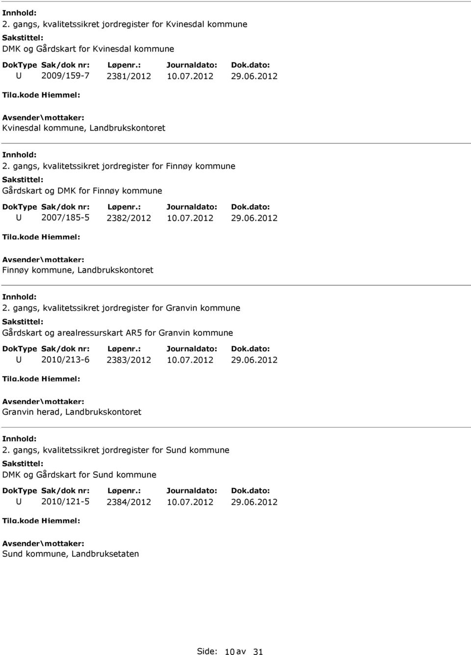 gangs, kvalitetssikret jordregister for Finnøy kommune Gårdskart og DMK for Finnøy kommune 2007/185-5 2382/2012 Finnøy kommune,  gangs, kvalitetssikret