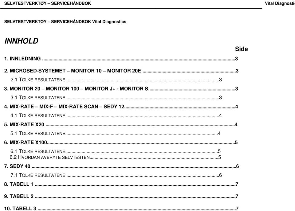 MIX-RATE MIX-F MIX-RATE SCAN SEDY 12...4 4.1 TOLKE RESULTATENE...4 5. MIX-RATE X20...4 5.1 TOLKE RESULTATENE...4 6. MIX-RATE X100...5 6.