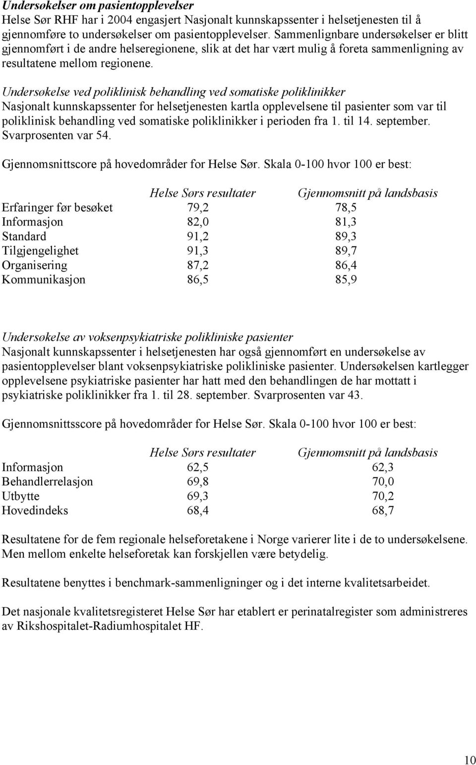 Undersøkelse ved poliklinisk behandling ved somatiske poliklinikker Nasjonalt kunnskapssenter for helsetjenesten kartla opplevelsene til pasienter som var til poliklinisk behandling ved somatiske