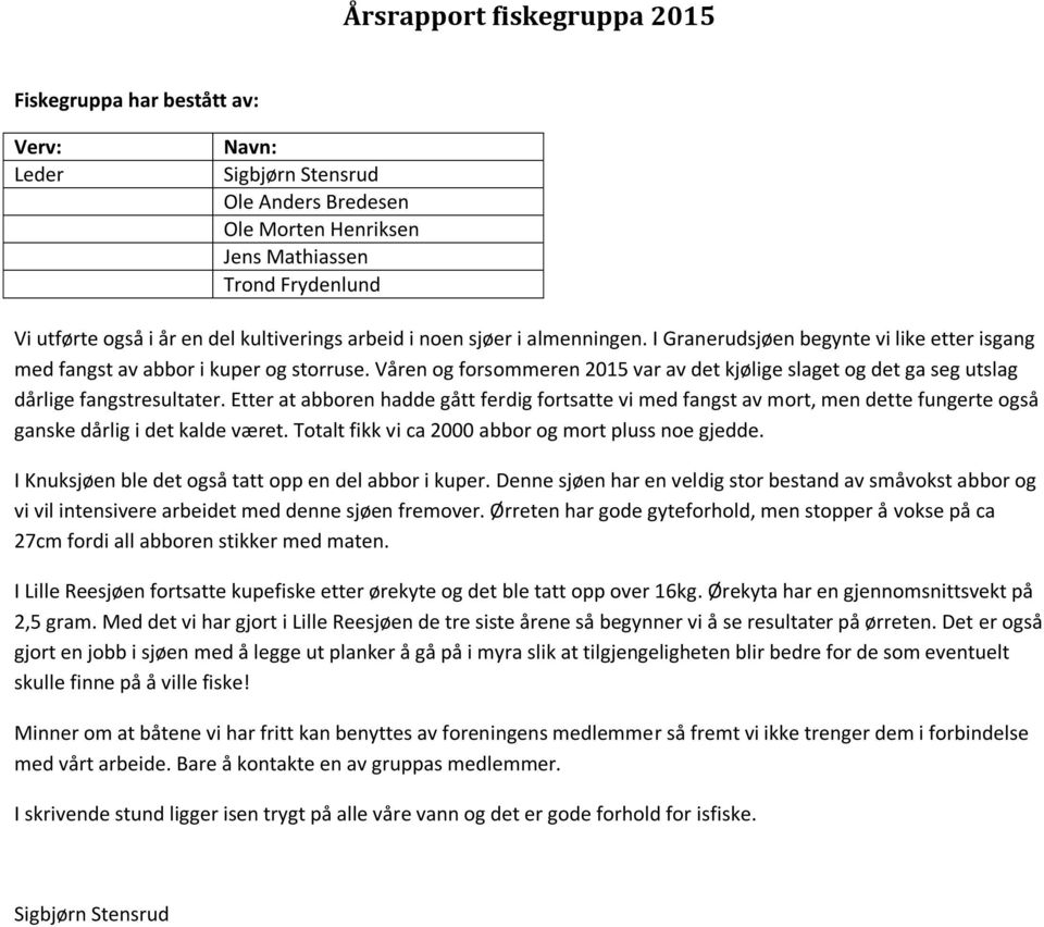 Våren og forsommeren 2015 var av det kjølige slaget og det ga seg utslag dårlige fangstresultater.