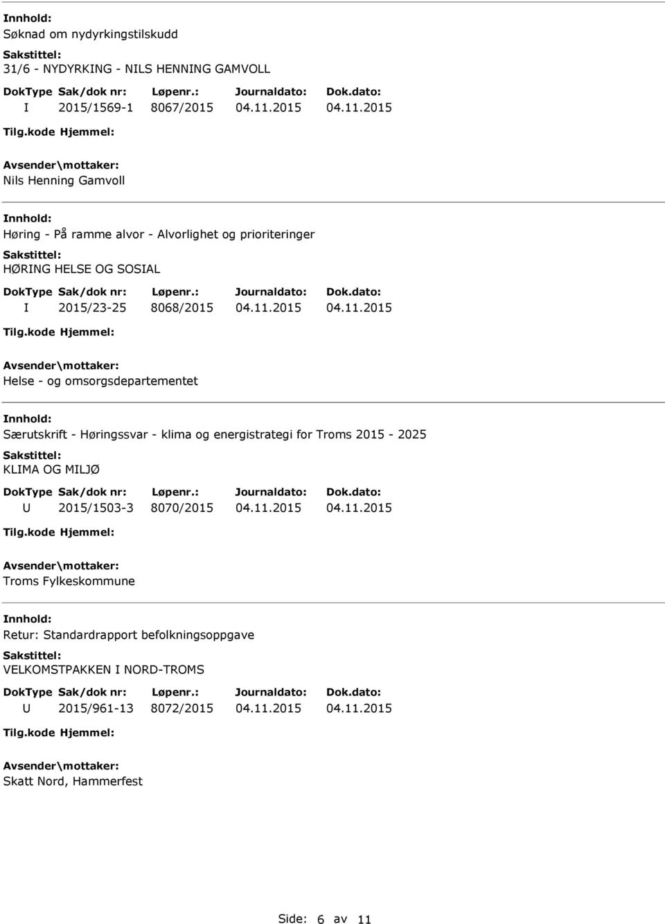 Særutskrift - Høringssvar - klima og energistrategi for Troms 2015-2025 KLMA OG MLJØ 2015/1503-3 8070/2015 Troms