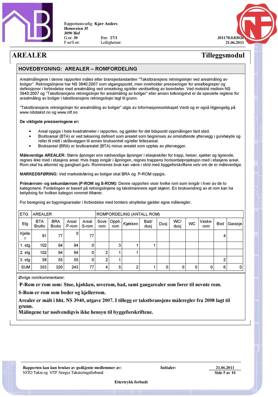 Retningslinjene har NS 3940:2007 som utgangspunkt, men inneholder presiseringer for arealbegreper og definisjoner i forbindelse med arealmåling ved omsetning og/eller verdisetting av boenheter.