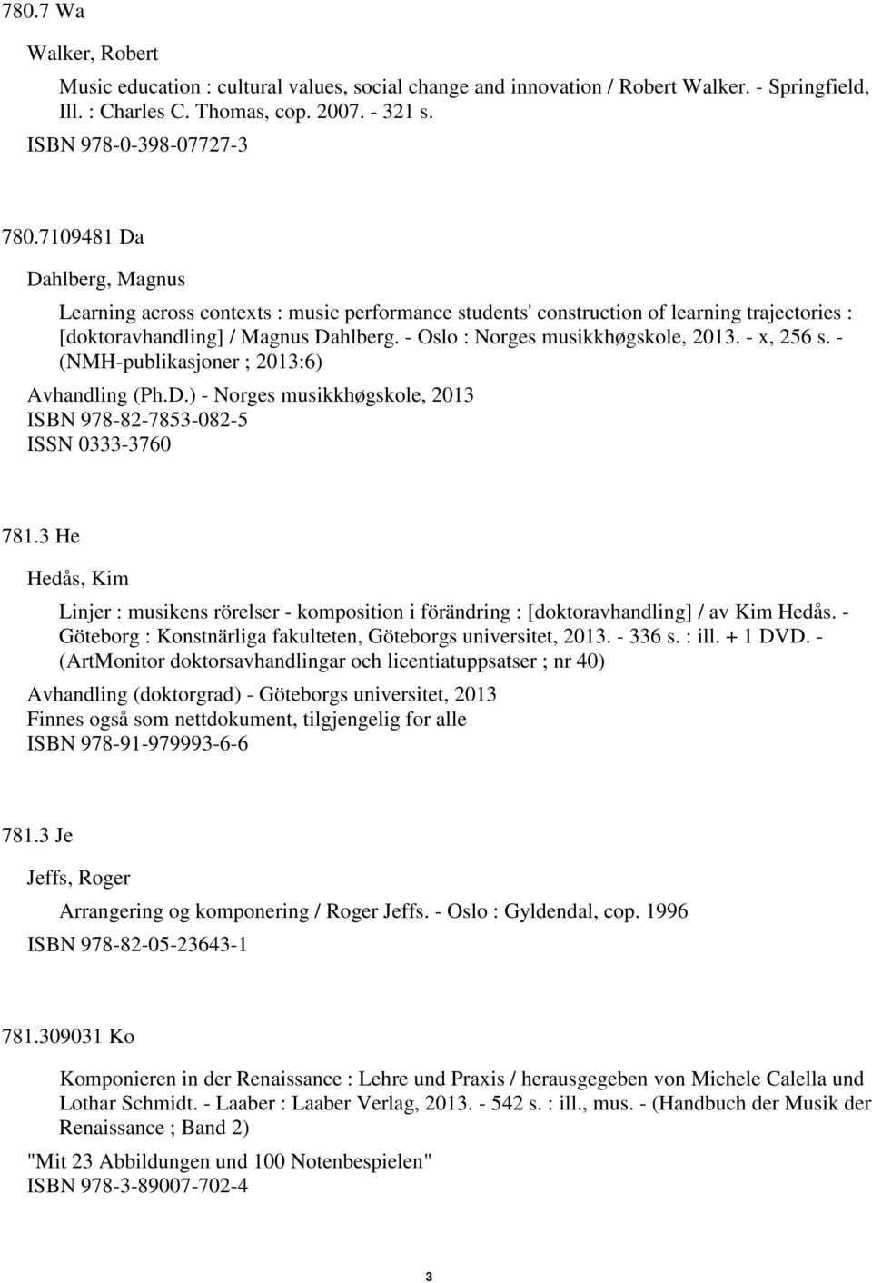 - x, 256 s. - (NMH-publikasjoner ; 2013:6) Avhandling (Ph.D.) - Norges musikkhøgskole, 2013 ISBN 978-82-7853-082-5 ISSN 0333-3760 781.