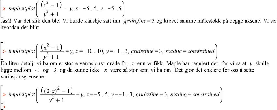 .3, gridrefine = 3, scaling = constrained C 1 En liten detalj: vi ba om et større variasjonsområde for x enn vi fikk.