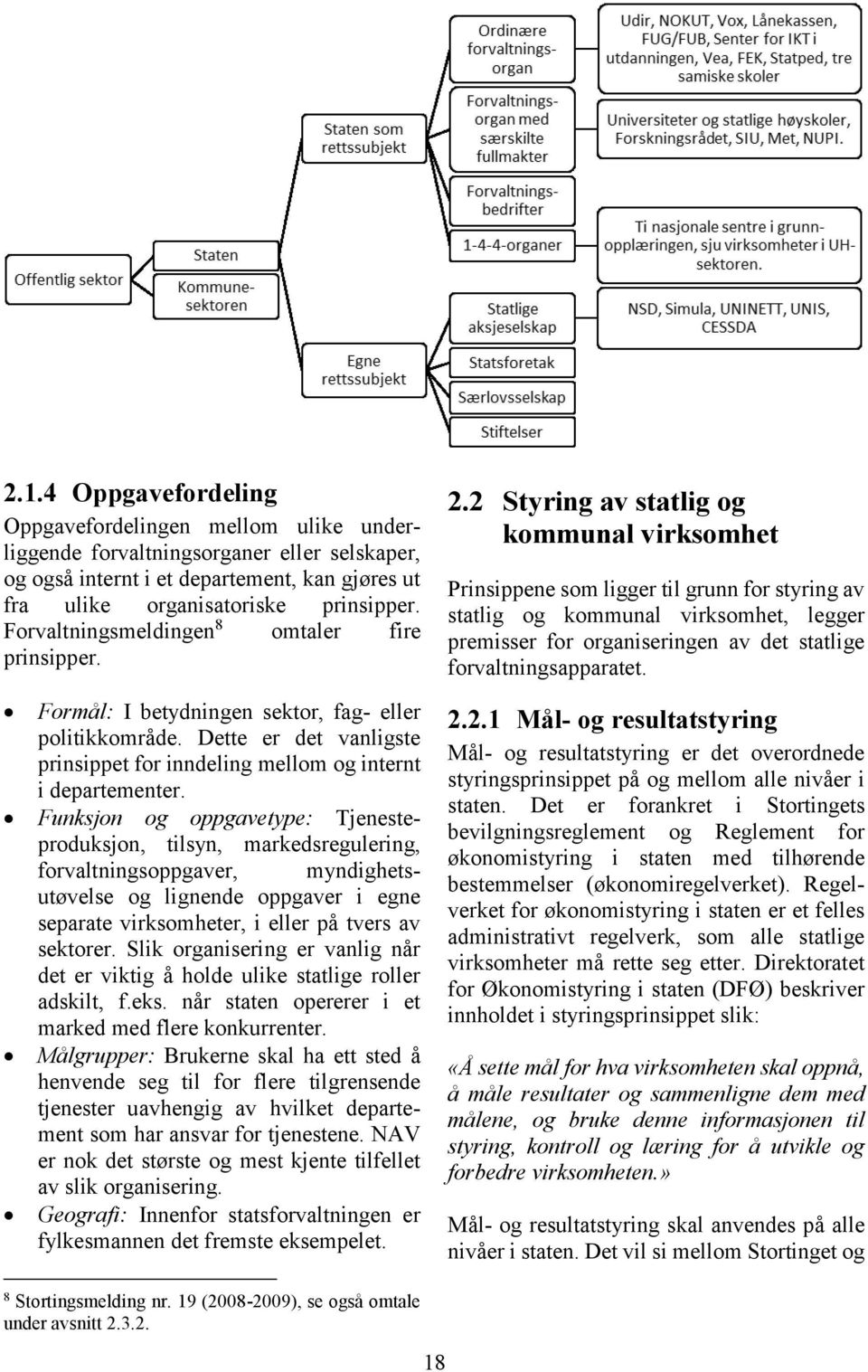 2 Styring av statlig og kommunal virksomhet Prinsippene som ligger til grunn for styring av statlig og kommunal virksomhet, legger premisser for organiseringen av det statlige forvaltningsapparatet.