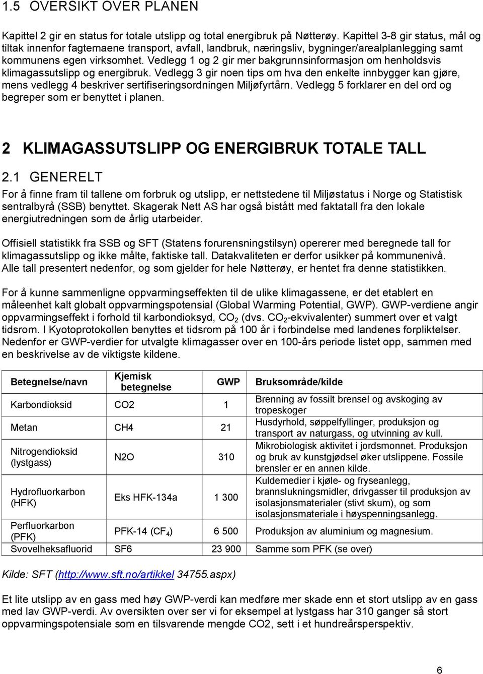 Vedlegg 1 og 2 gir mer bakgrunnsinformasjon om henholdsvis klimagassutslipp og energibruk.