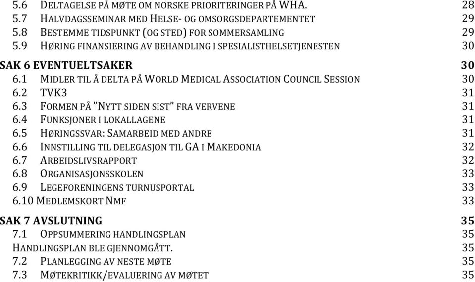 3 FORMEN PÅ NYTT SIDEN SIST FRA VERVENE 31 6.4 FUNKSJONER I LOKALLAGENE 31 6.5 HØRINGSSVAR: SAMARBEID MED ANDRE 31 6.6 INNSTILLING TIL DELEGASJON TIL GA I MAKEDONIA 32 6.7 ARBEIDSLIVSRAPPORT 32 6.