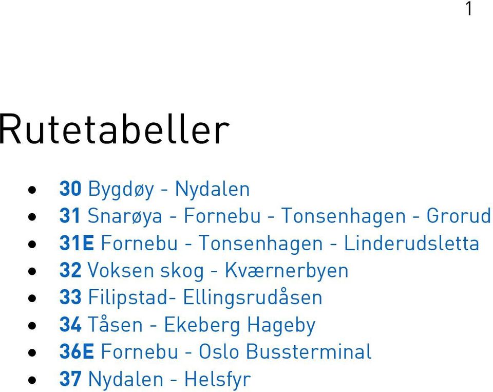 32 Voksen skog - Kværnerbyen 33 Filipstad- Ellingsrudåsen 34