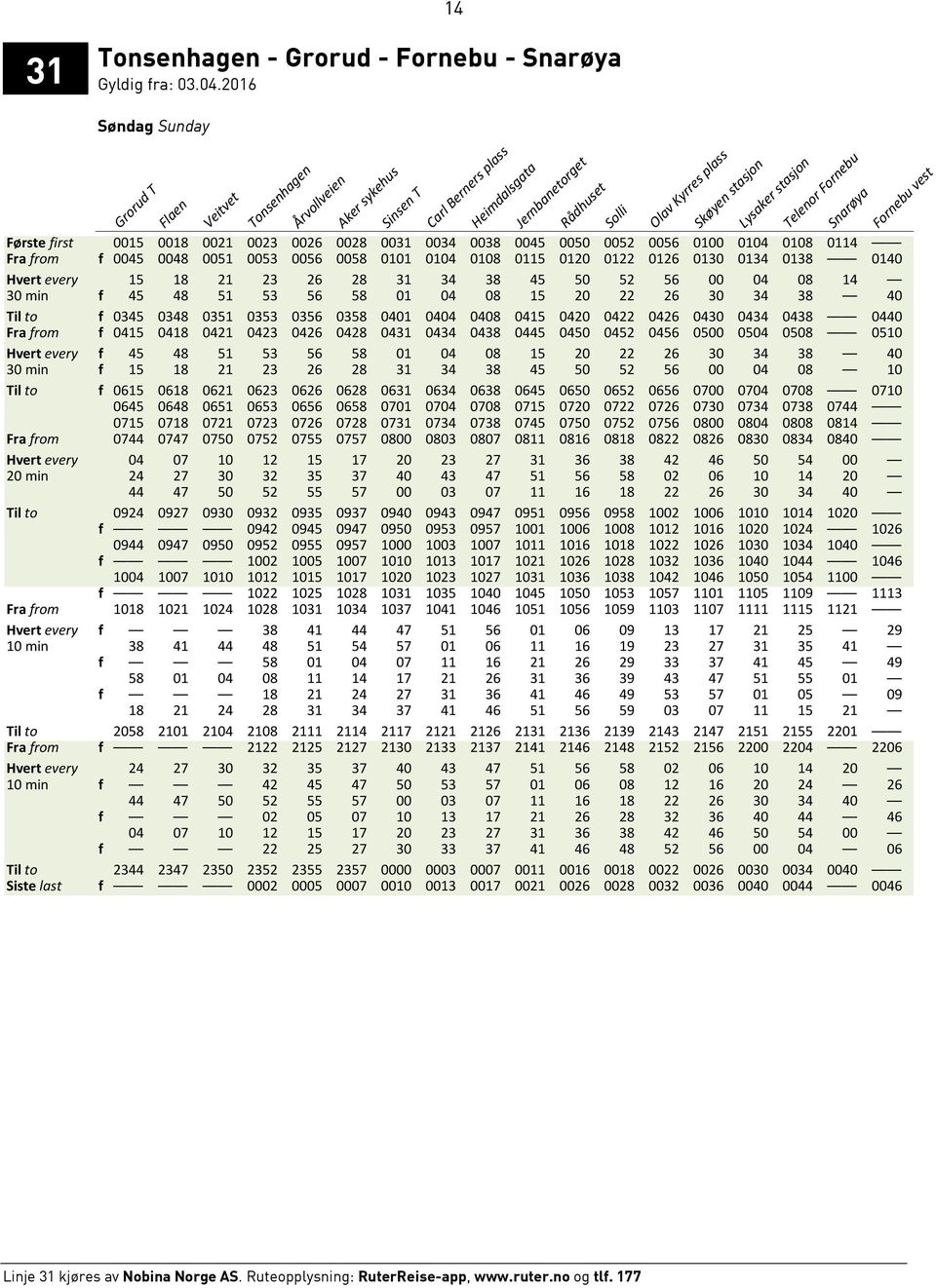 0104 0108 0115 0120 0122 0126 0130 0134 0138 0140 Hvert every 15 18 21 23 26 28 31 34 38 45 50 52 56 00 04 08 14 30 min f 45 48 51 53 56 58 01 04 08 15 20 22 26 30 34 38 40 Til to f 0345 0348 0351