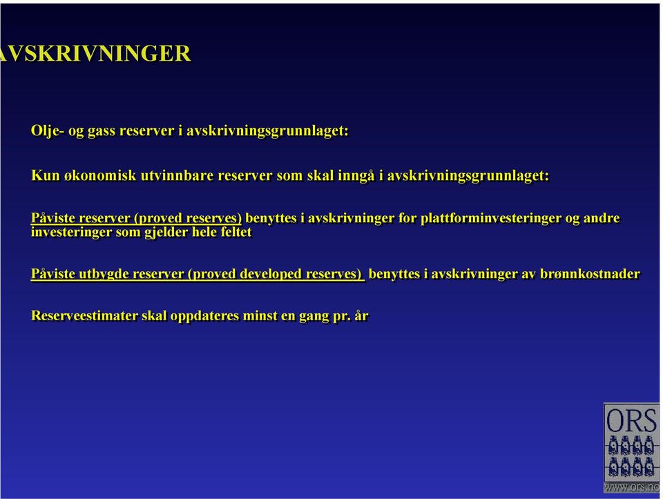 plattforminvesteringer og andre investeringer som gjelder hele feltet Påviste utbygde reserver (proved