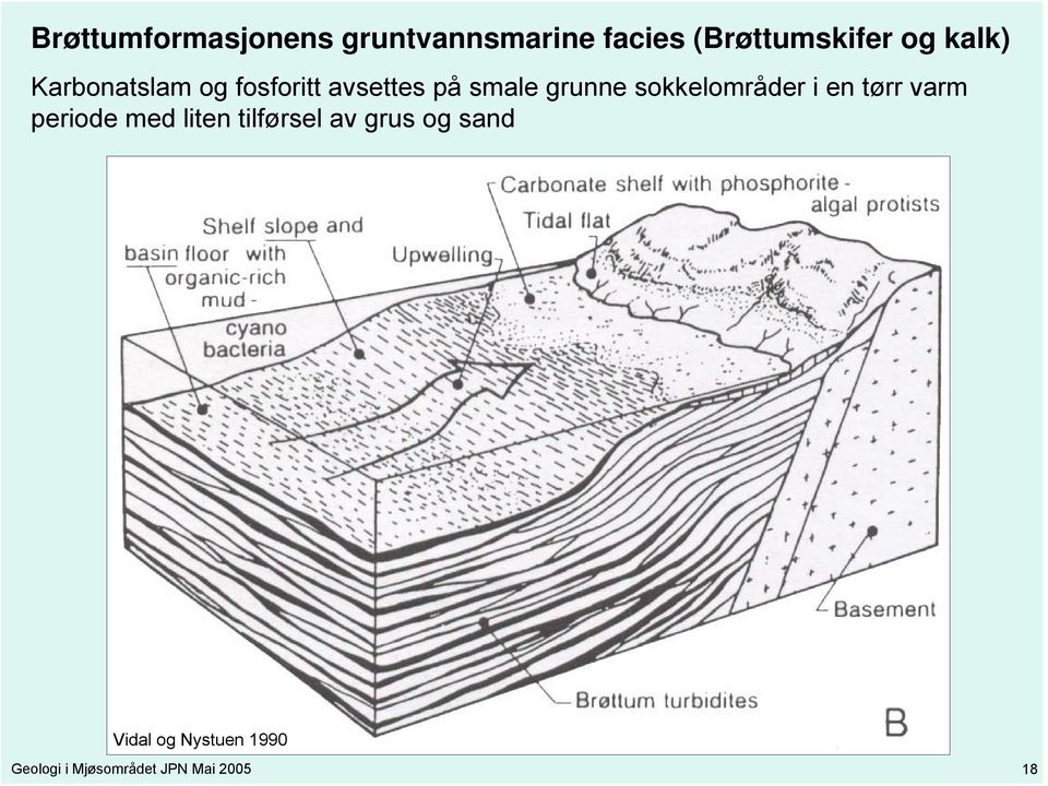 sokkelområder i en tørr varm periode med liten tilførsel av