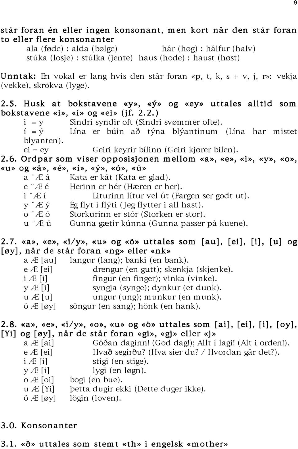 Hu sk a t bokst a vene ÇyÈ, ÇàÈ og ÇeyÈ u t t a les a llt id som bokst a vene ÇiÈ, Ç È og ÇeiÈ (jf. 2. 2. ) i = y Sindri syndir oft (Sindri sv mmer ofte).