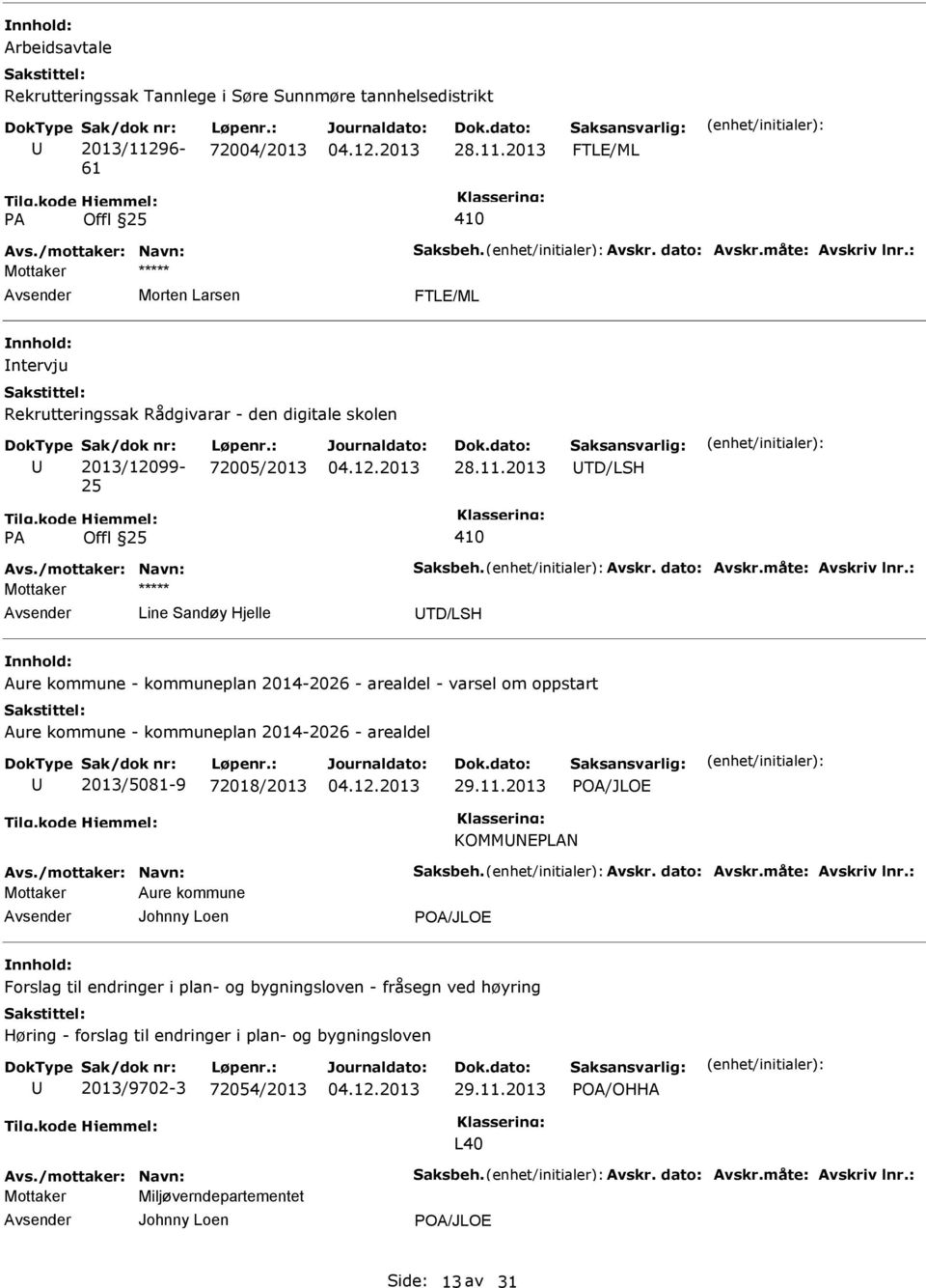 Aure kommune - kommuneplan 2014-2026 - arealdel 2013/5081-9 72018/2013 KOMMNEPLAN Mottaker Aure kommune Johnny Loen Forslag til endringer i plan- og bygningsloven