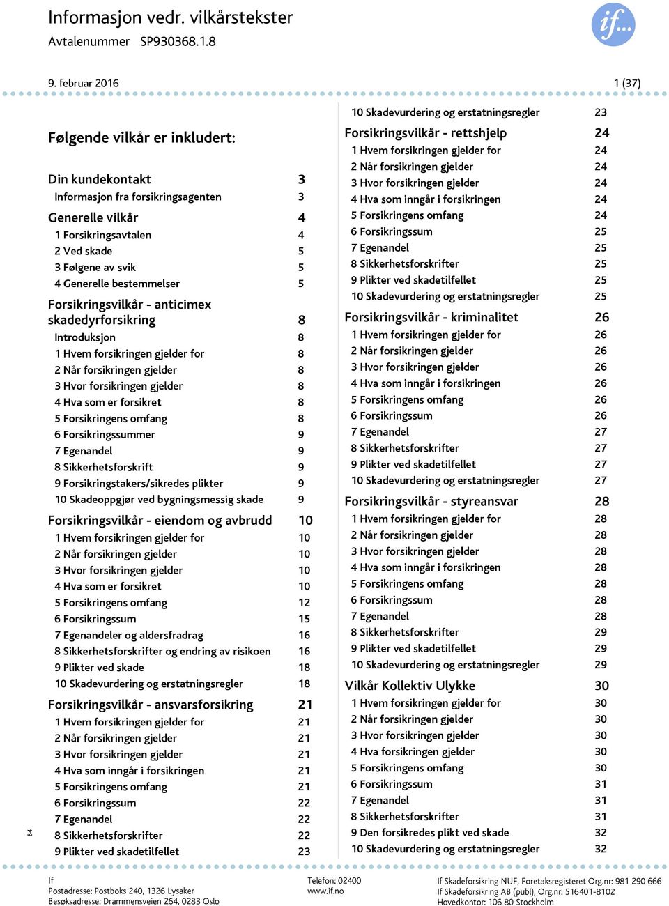 bestemmelser 5 Forsikringsvilkår - anticimex skadedyrforsikring 8 Introduksjon 8 1 Hvem forsikringen gjelder for 8 2 Når forsikringen gjelder 8 3 Hvor forsikringen gjelder 8 4 Hva som er forsikret 8