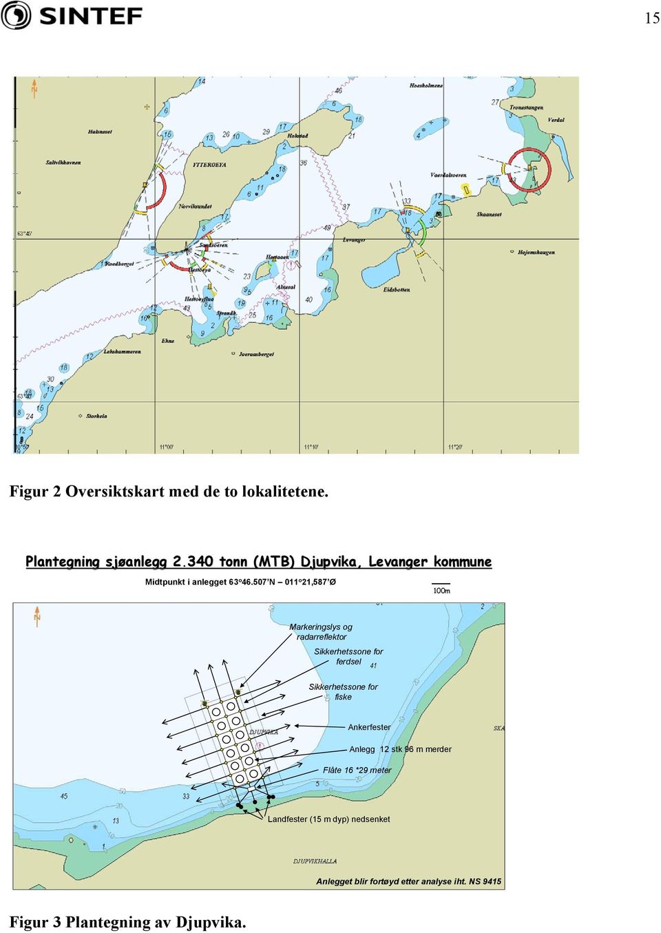 507 N 011 o 21,587 Ø 100m Markeringslys og radarreflektor Sikkerhetssone for ferdsel Sikkerhetssone for