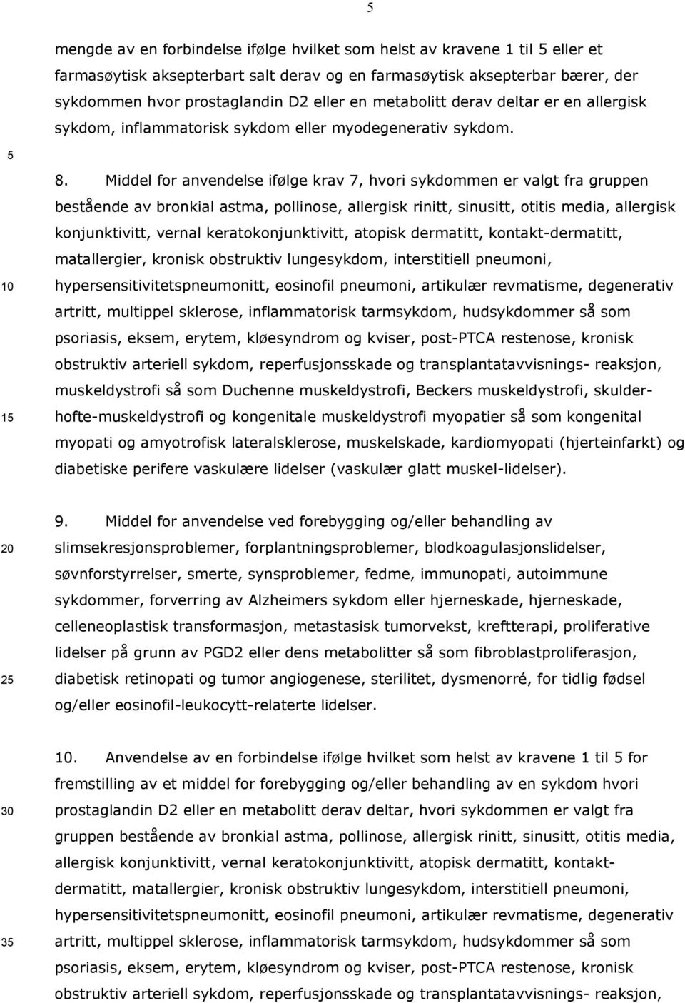 Middel for anvendelse ifølge krav 7, hvori sykdommen er valgt fra gruppen bestående av bronkial astma, pollinose, allergisk rinitt, sinusitt, otitis media, allergisk konjunktivitt, vernal