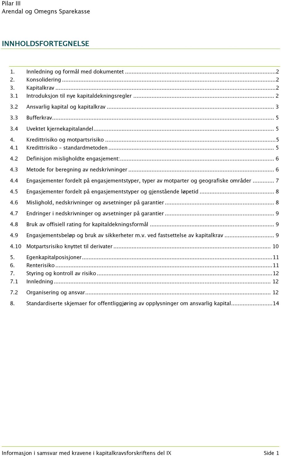 3 Metode for beregning av nedskrivninger... 6 4.4 Engasjementer fordelt på engasjementstyper, typer av motparter og geografiske områder... 7 4.