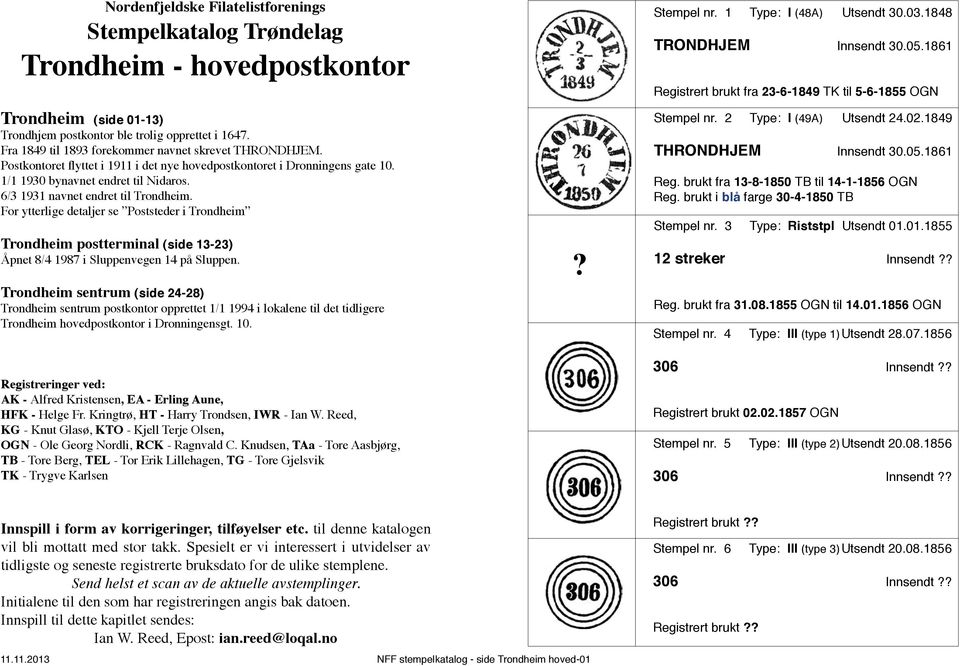 6/3 1931 navnet endret til Trondheim. For ytterlige detaljer se Poststeder i Trondheim Trondheim postterminal (side 13-23) Åpnet 8/4 1987 i Sluppenvegen 14 på Sluppen.