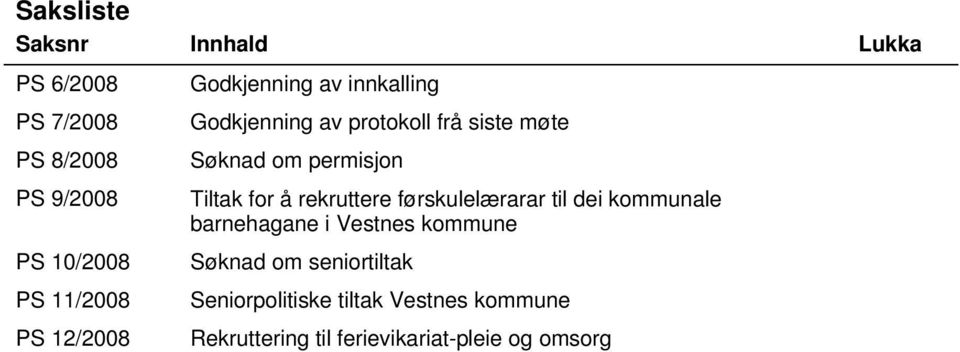 Tiltak for å rekruttere førskulelærarar til dei kommunale barnehagane i Vestnes kommune Søknad