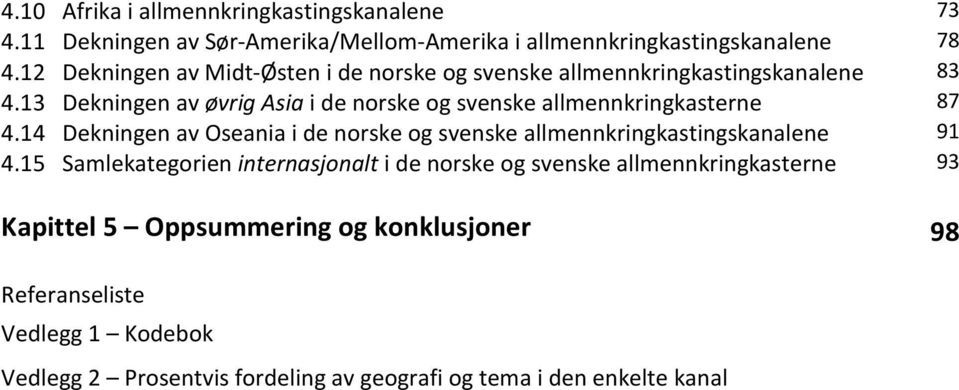 13 Dekningen av øvrig Asia i de norske og svenske allmennkringkasterne 87 4.